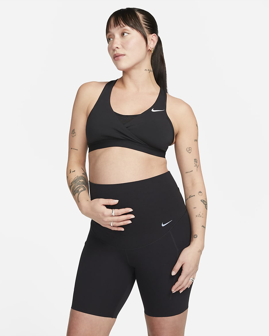 Shorts de ciclismo de maternidad de tiro alto de 20 cm de sujecion ligera con bolsillos para mujer Nike Zenvy M